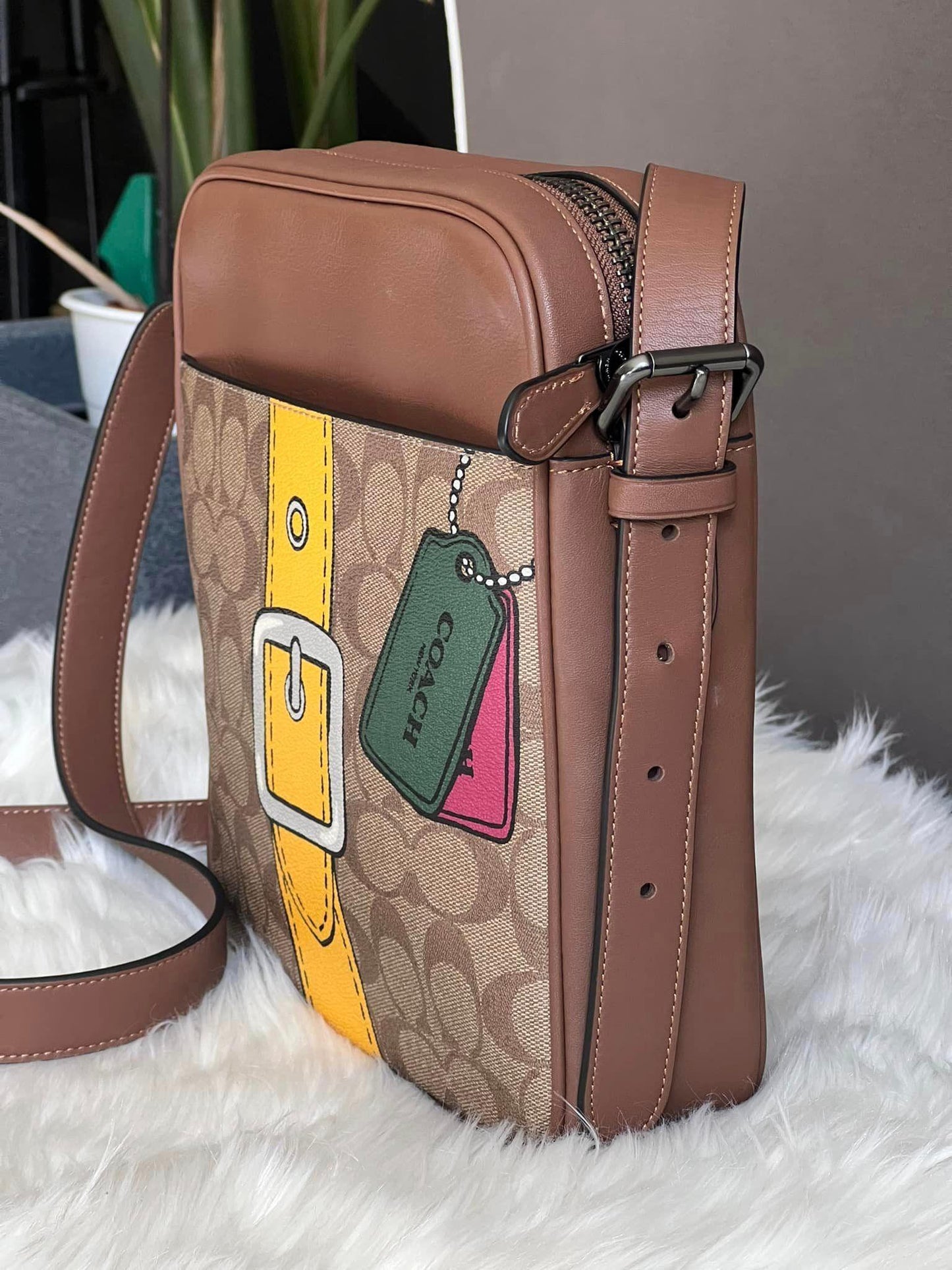 Coach Hudson Crossbody Bag 21 in Signature Canvas with Trompe L’oeil Print