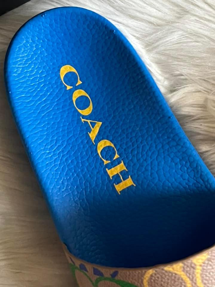 Coach Signature Slide in Rainbow Signature Canvas