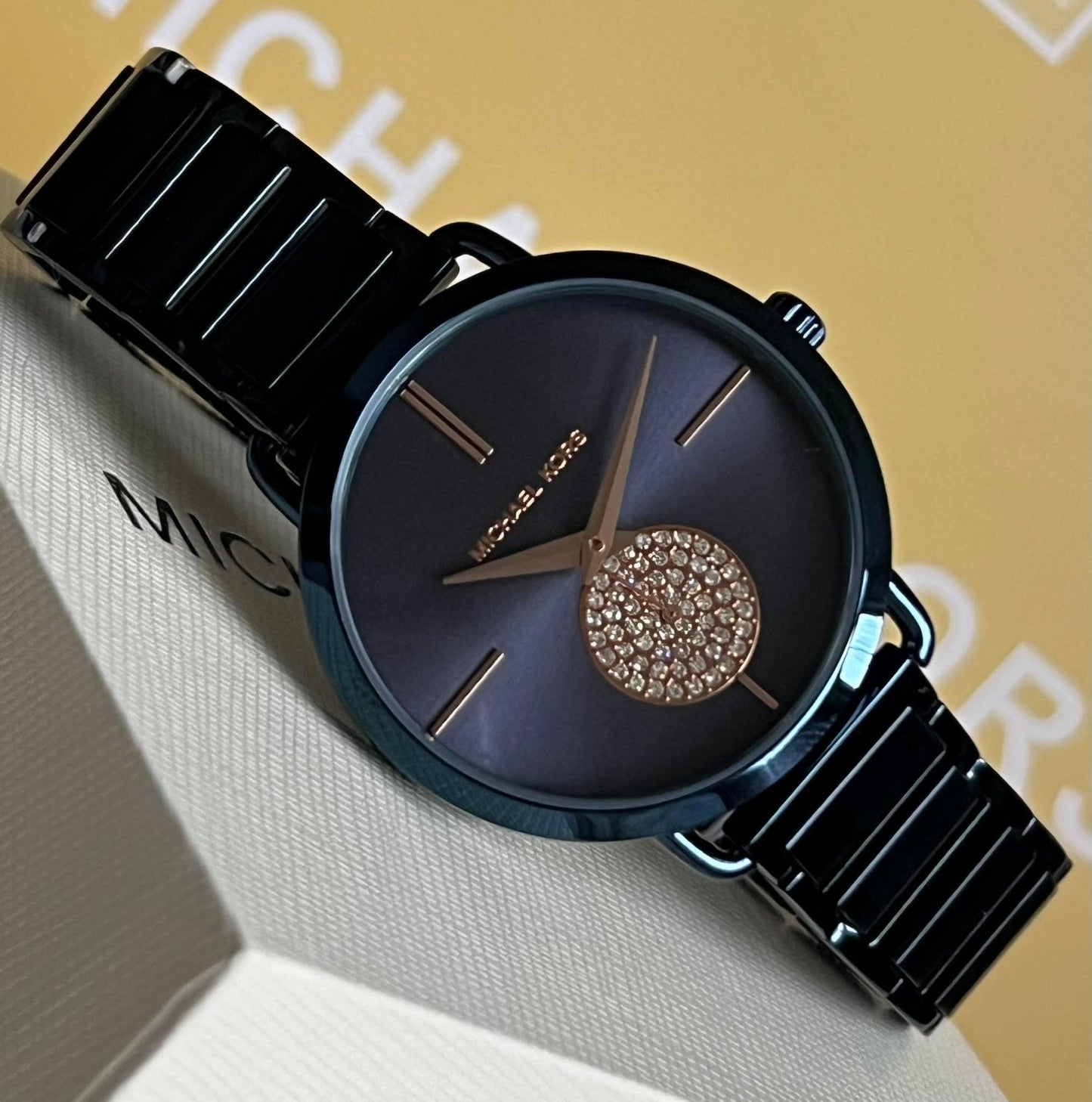 Michael Kors Women's Portia Crystallized Blue Steel Watch