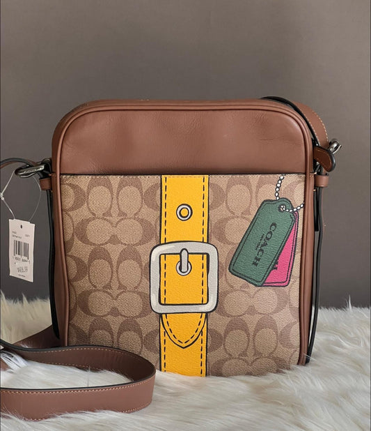 Coach Hudson Crossbody Bag 21 in Signature Canvas with Trompe L’oeil Print