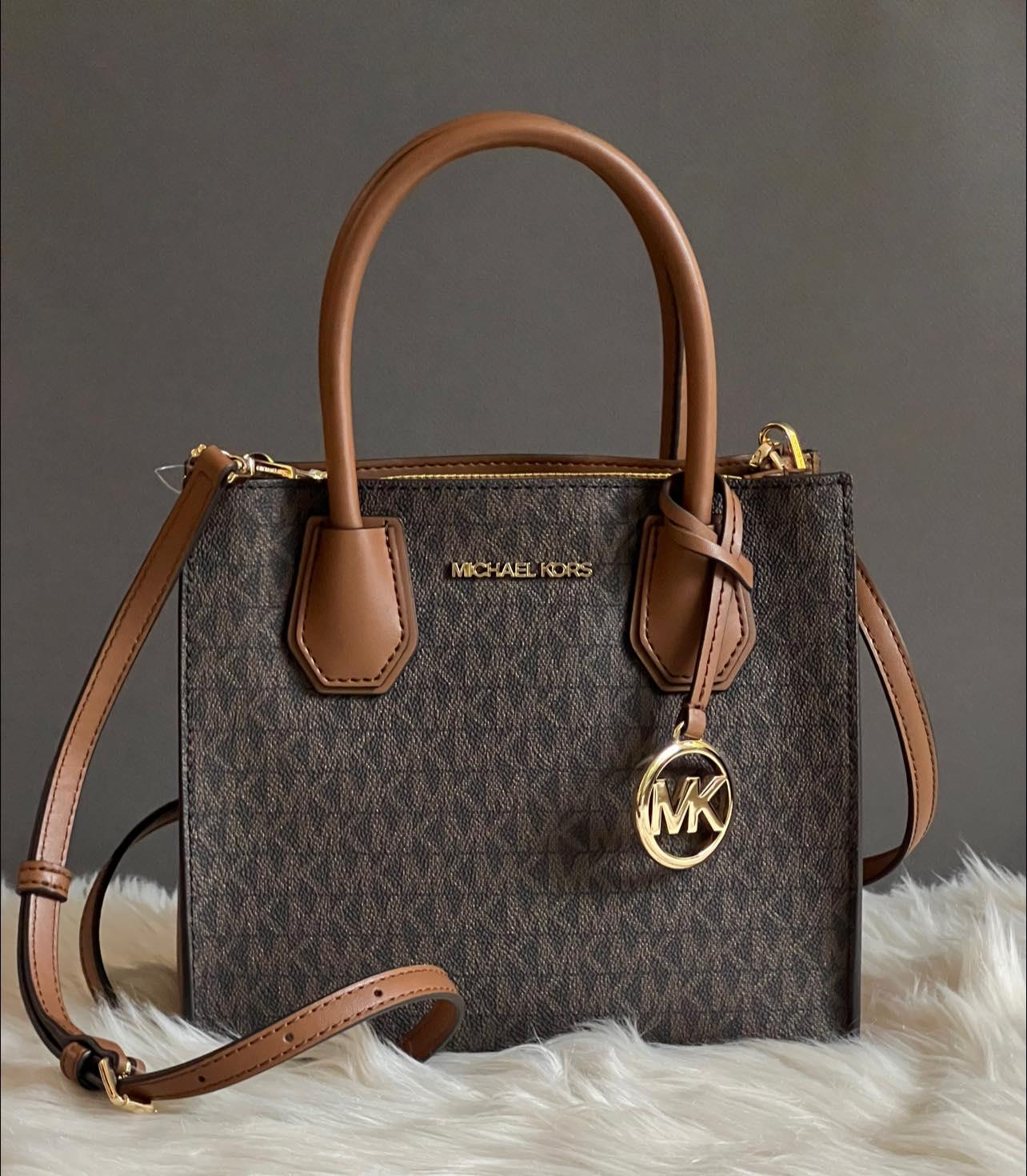 Michael Kors Mercer Medium Logo and Leather Accordion Crossbody Bag