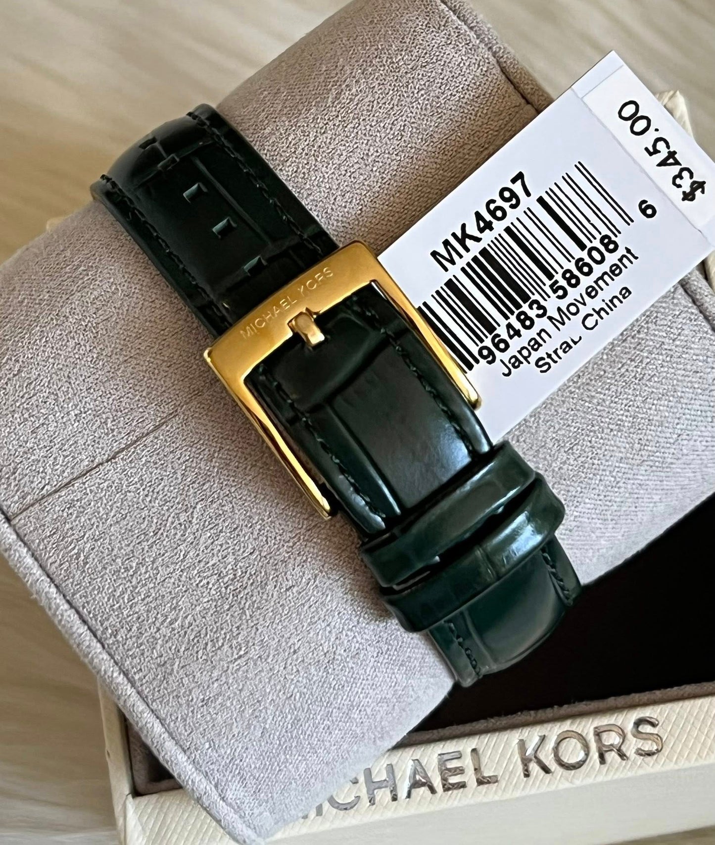 Michael Kors Women’s Emery Three-Hand Green Croco Leather Watch