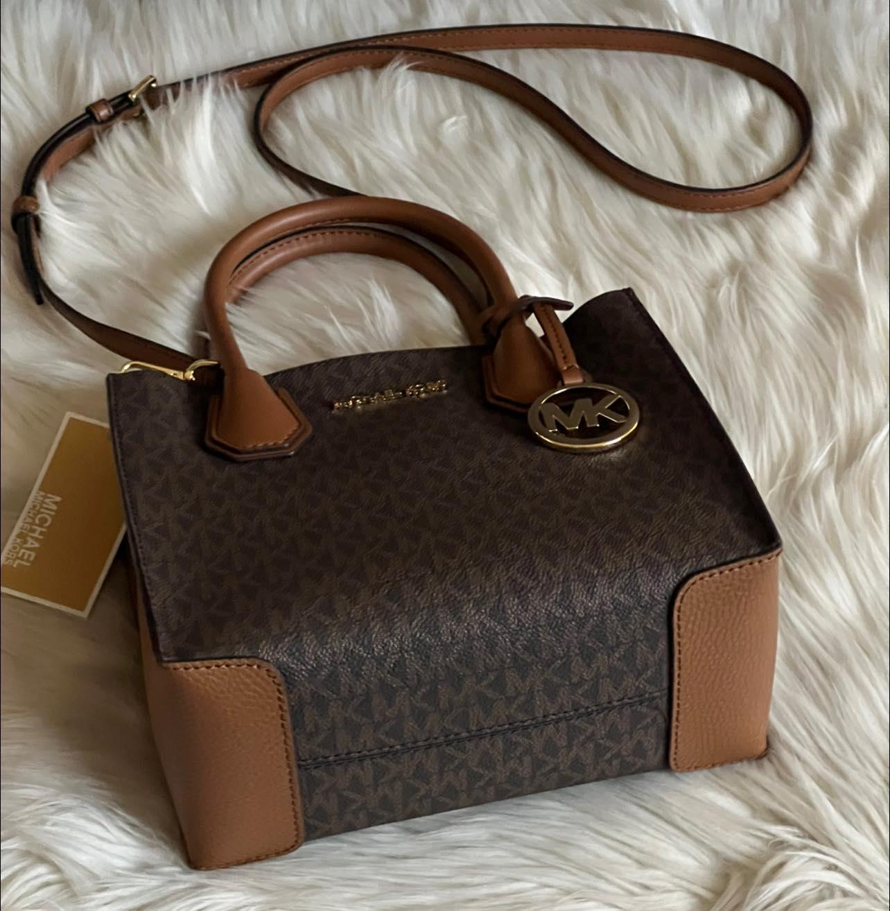 Michael Kors Mercer Medium Logo and Leather Accordion Crossbody Bag