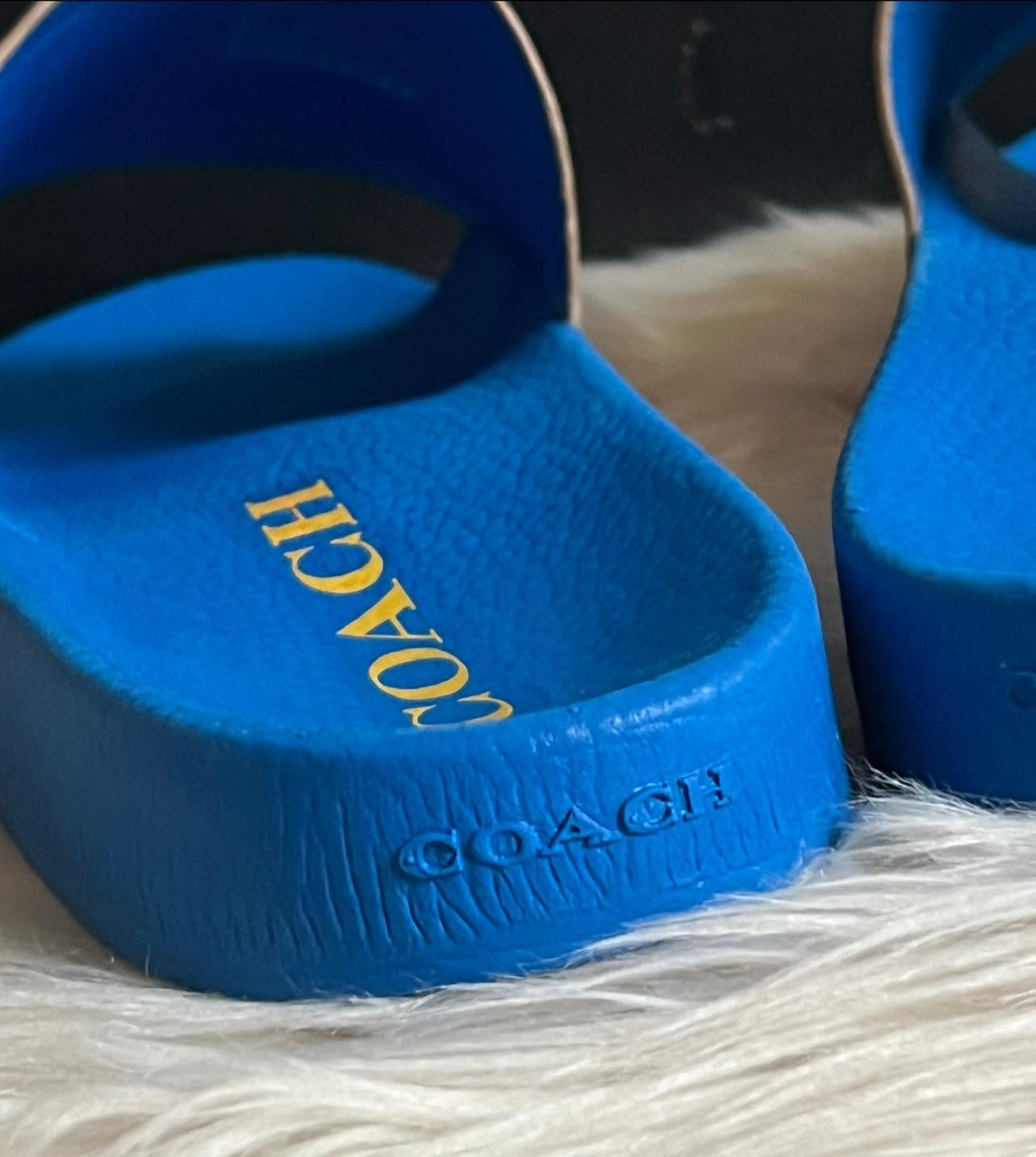 Coach Signature Slide in Rainbow Signature Canvas