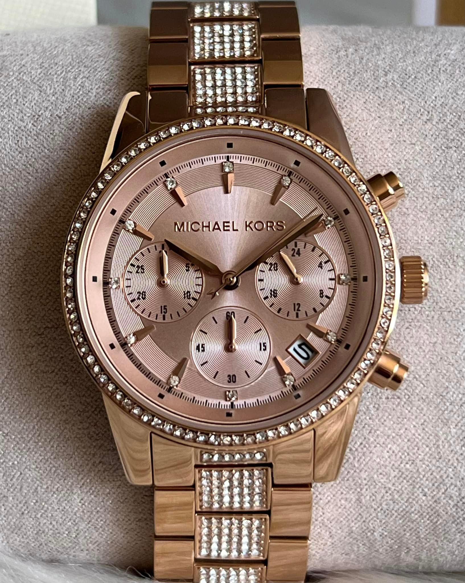 Michael Kors Women's Ritz Pavé Rose Gold-Tone Watch – Club de Mode