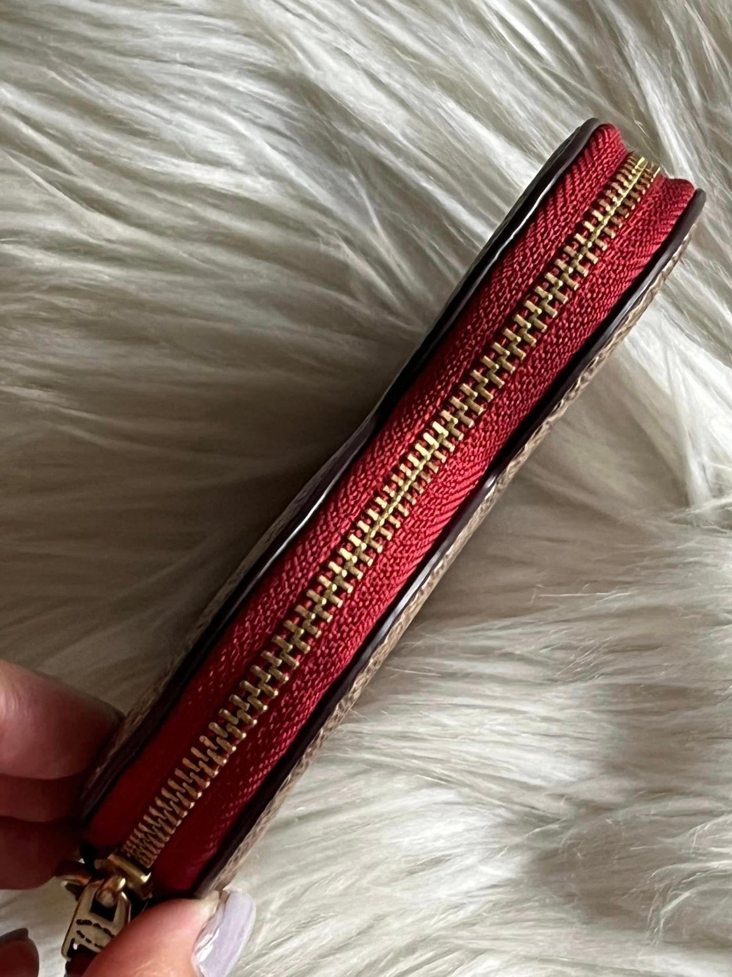 Coach Heart Wristlet in Signature Canvas with Heart Print
