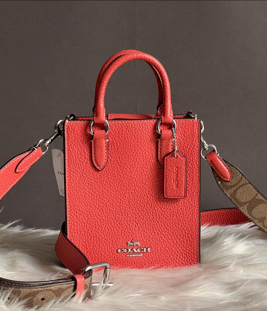 Coach North South Mini Tote with Signature Canvas