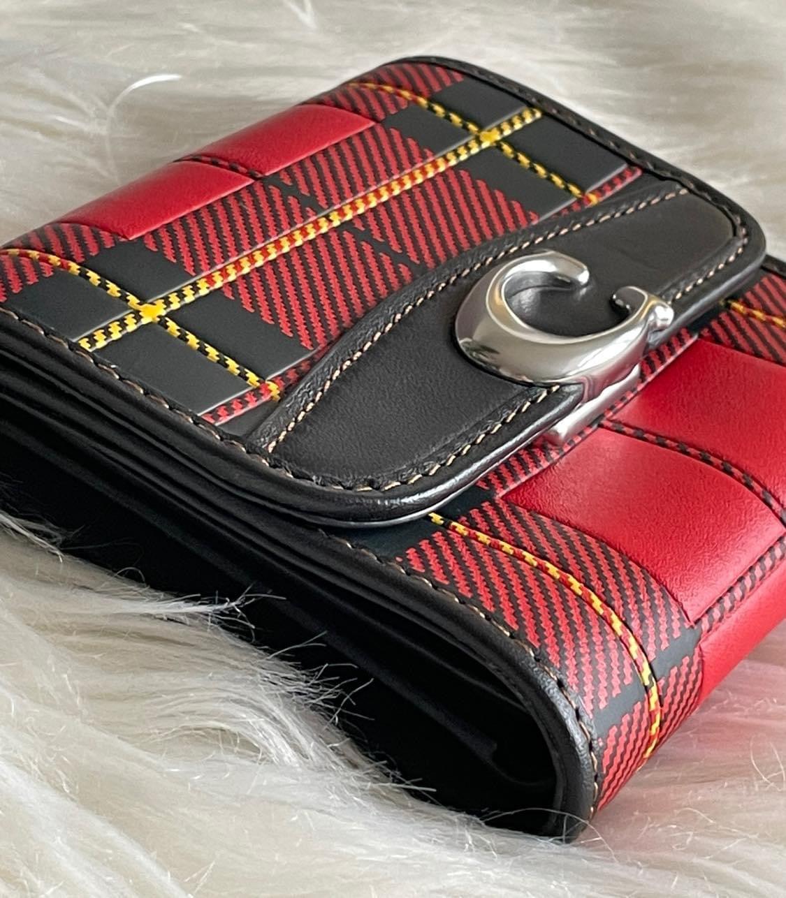 Coach Bandit Wallet with Plaid Print
