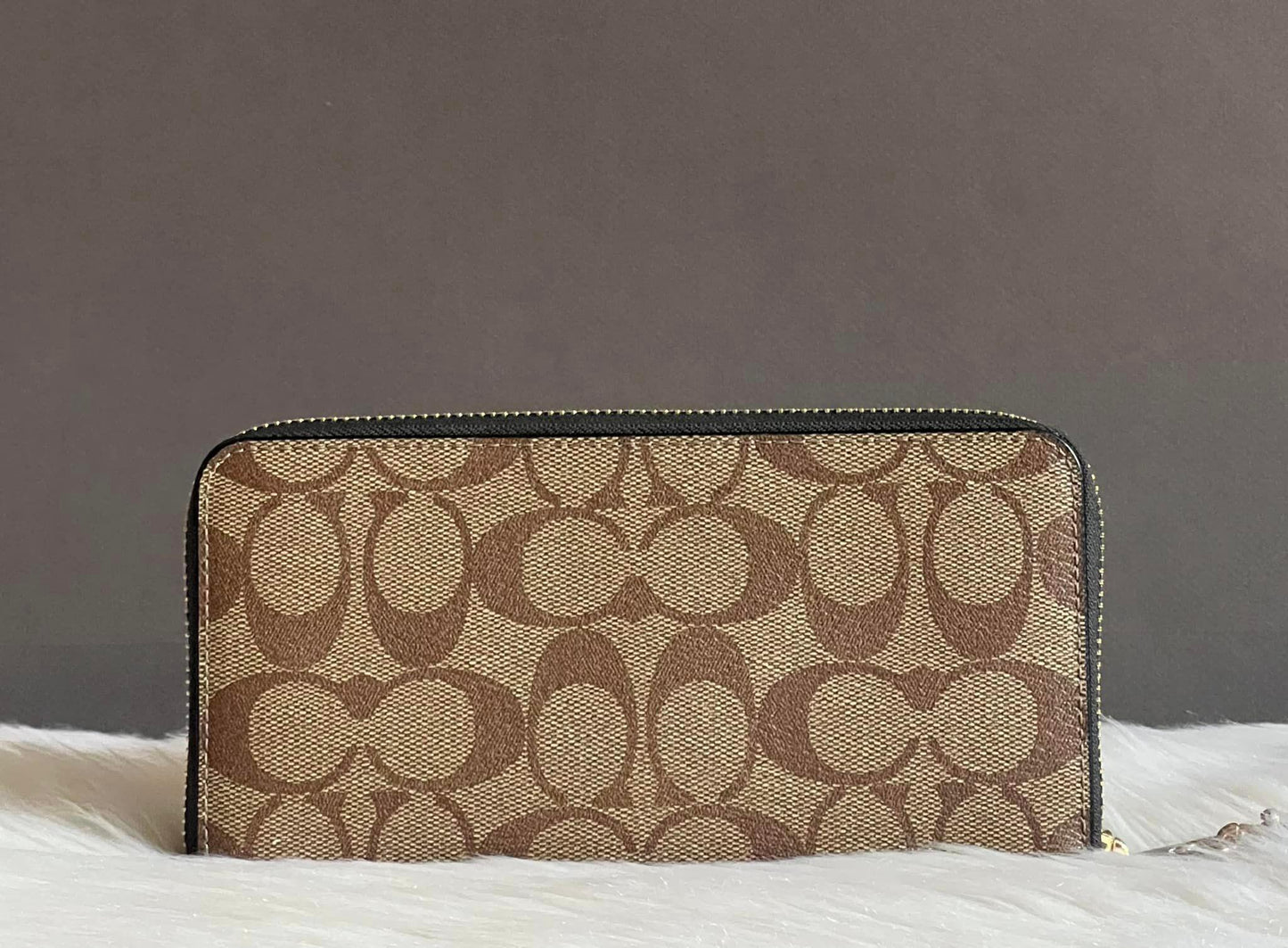 Coach Long Zip Around Wallet In Signature Canvas With Varsity Motif