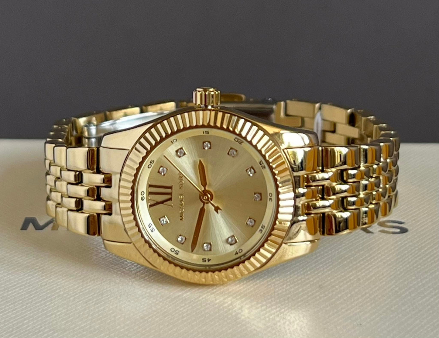 Michael Kors Women’s Petite Lexington Pave Gold-Tone Watch