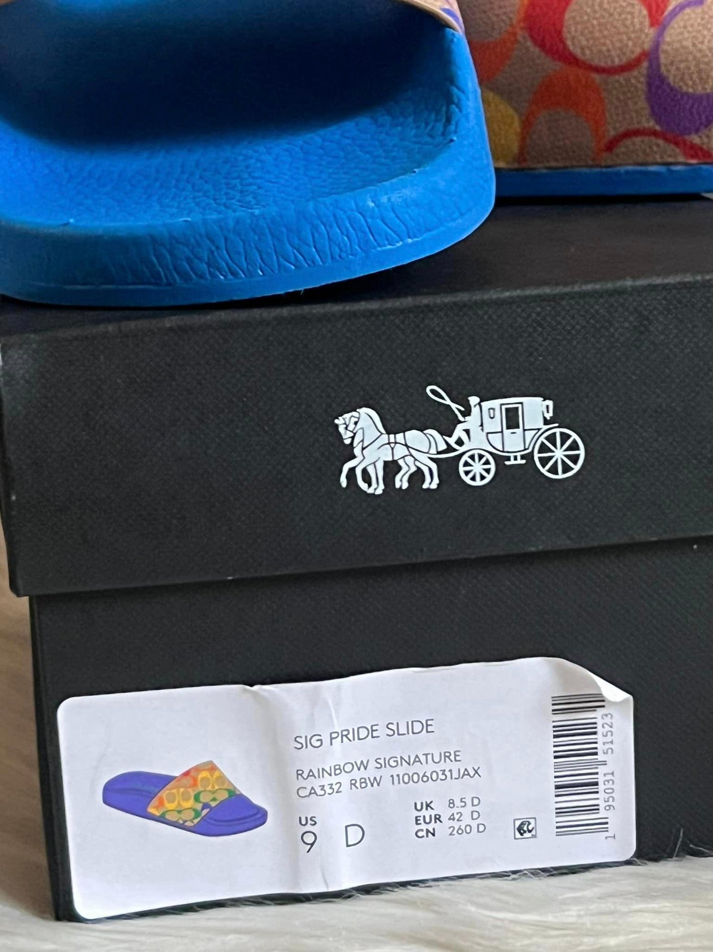 Coach Signature Slide in Rainbow Signature Canvas
