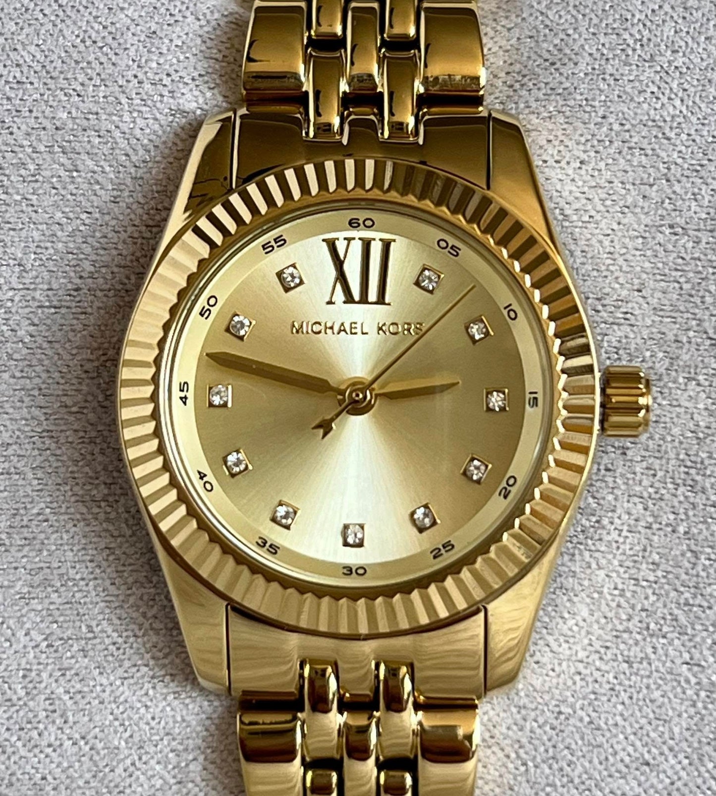 Michael Kors Women’s Petite Lexington Pave Gold-Tone Watch
