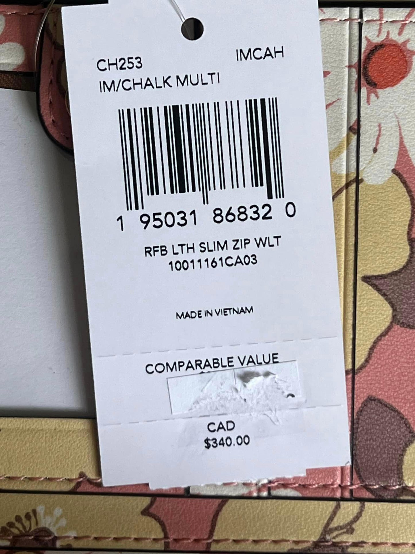 Coach Slim Zip Wallet With Floral Cluster Print Interior