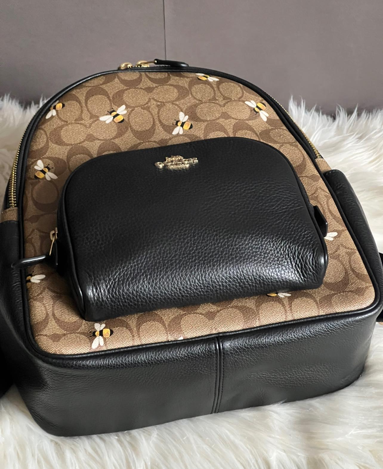 Coach Court Backpack In Signature Canvas With Bee Print