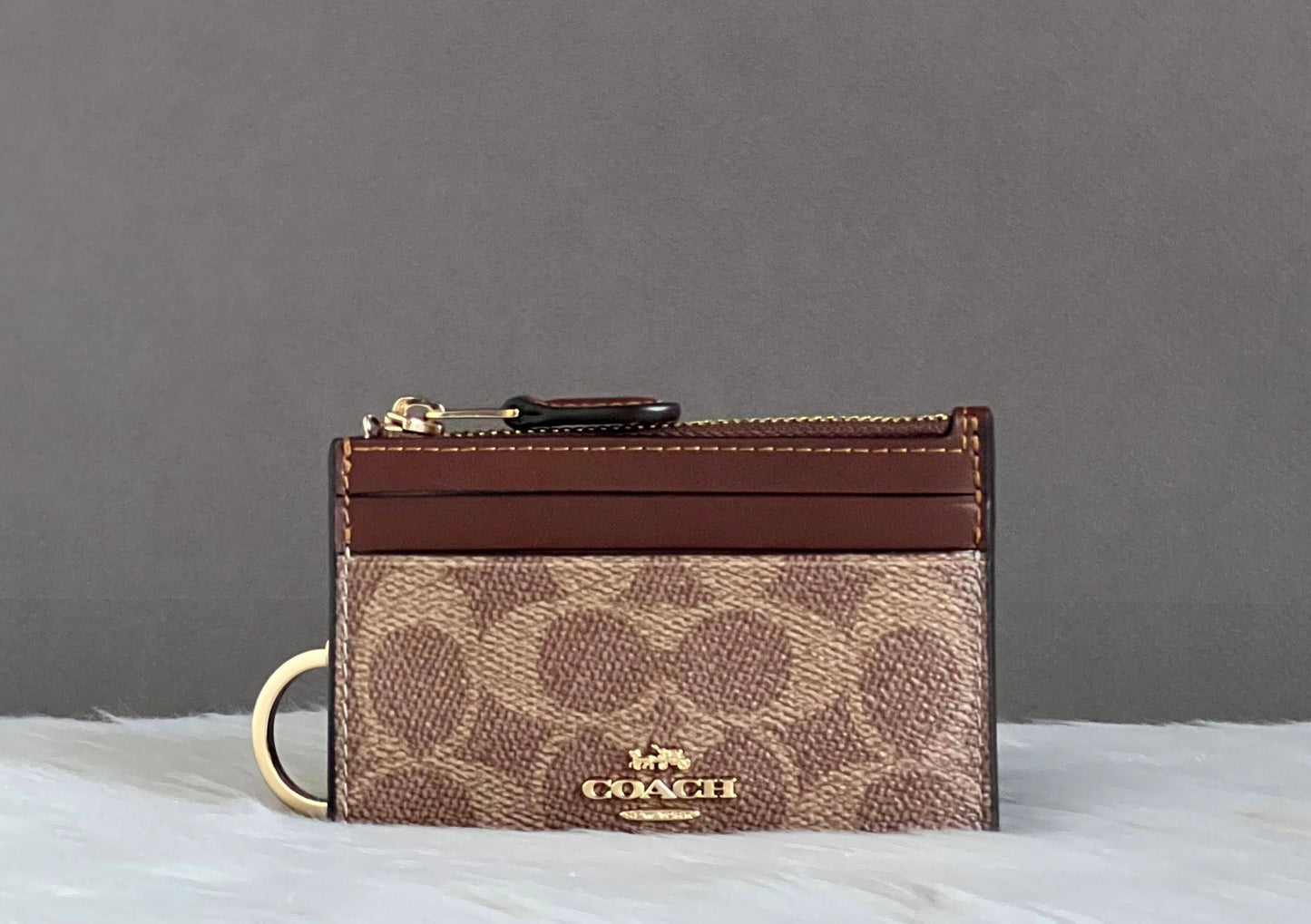 Coach Mini Skinny Id Case In Signature Canvas