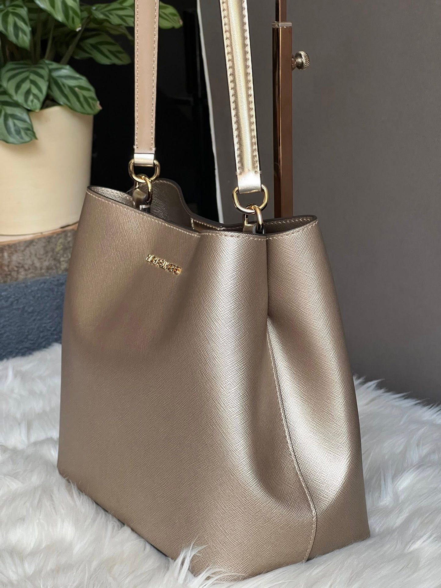 Michael Kors Pratt Medium Metallic Shoulder Bag