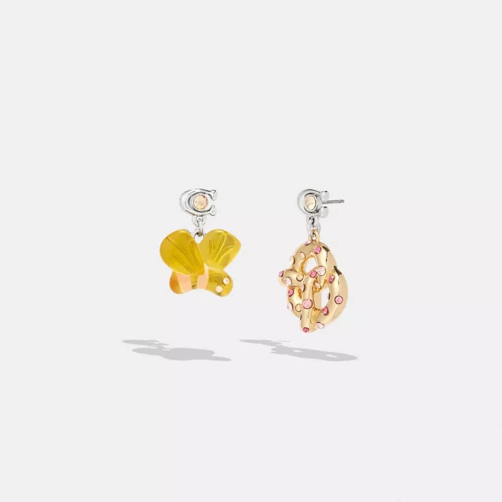 Coach Bumble Bee Pretzel Mismatch Earrings