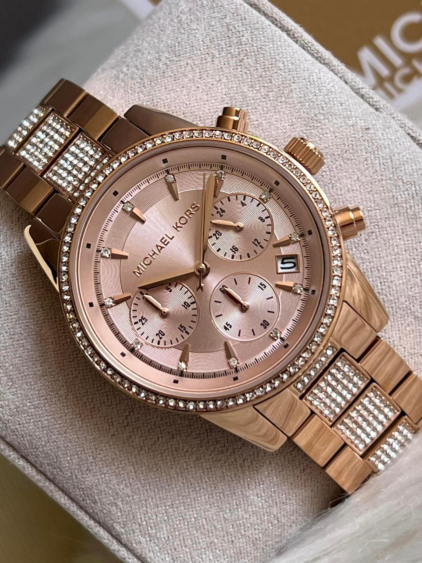 Michael Kors Women’s Ritz Pavé Rose Gold-Tone Watch