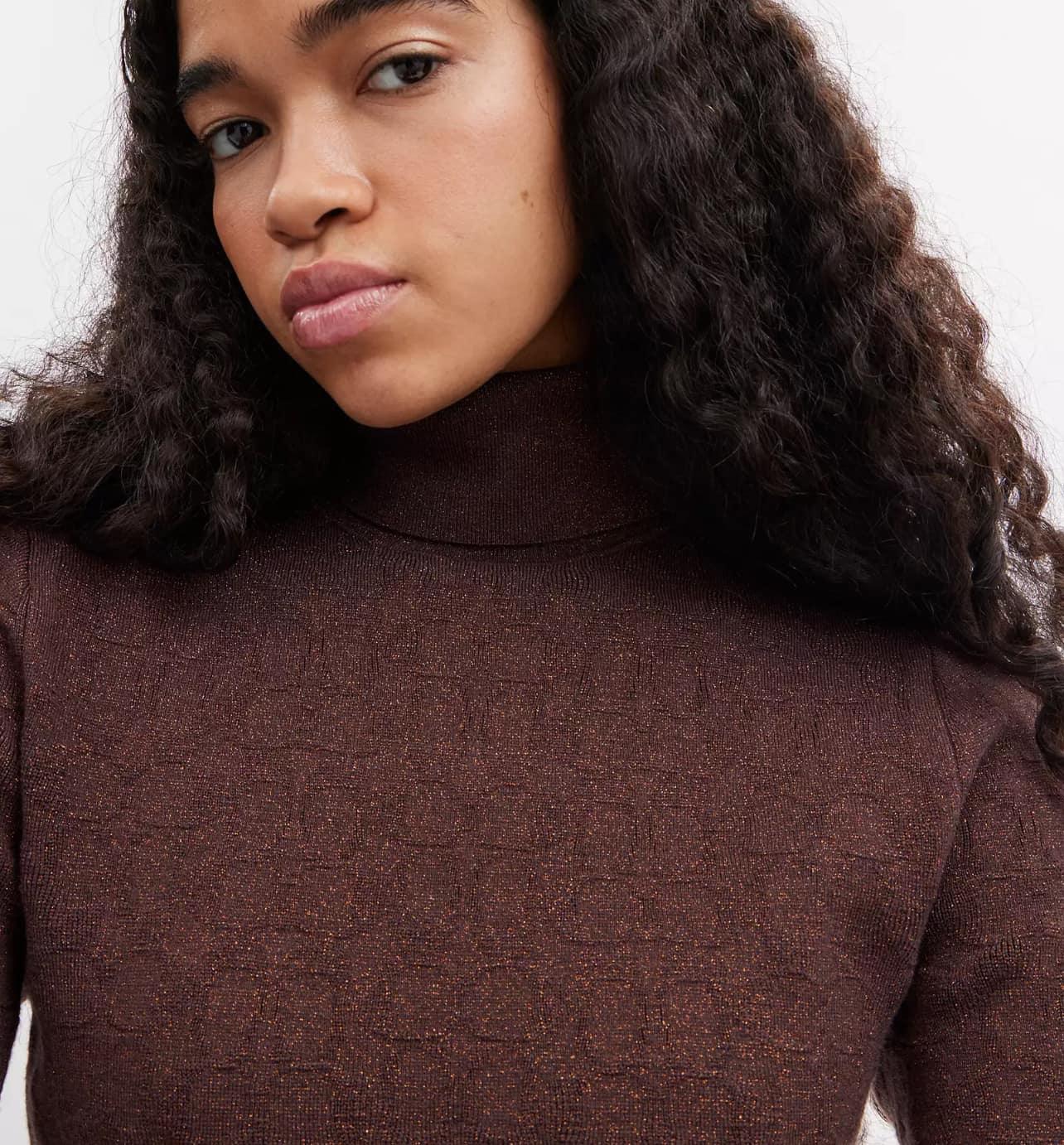 Coach Lurex Signature Turtleneck Sweater