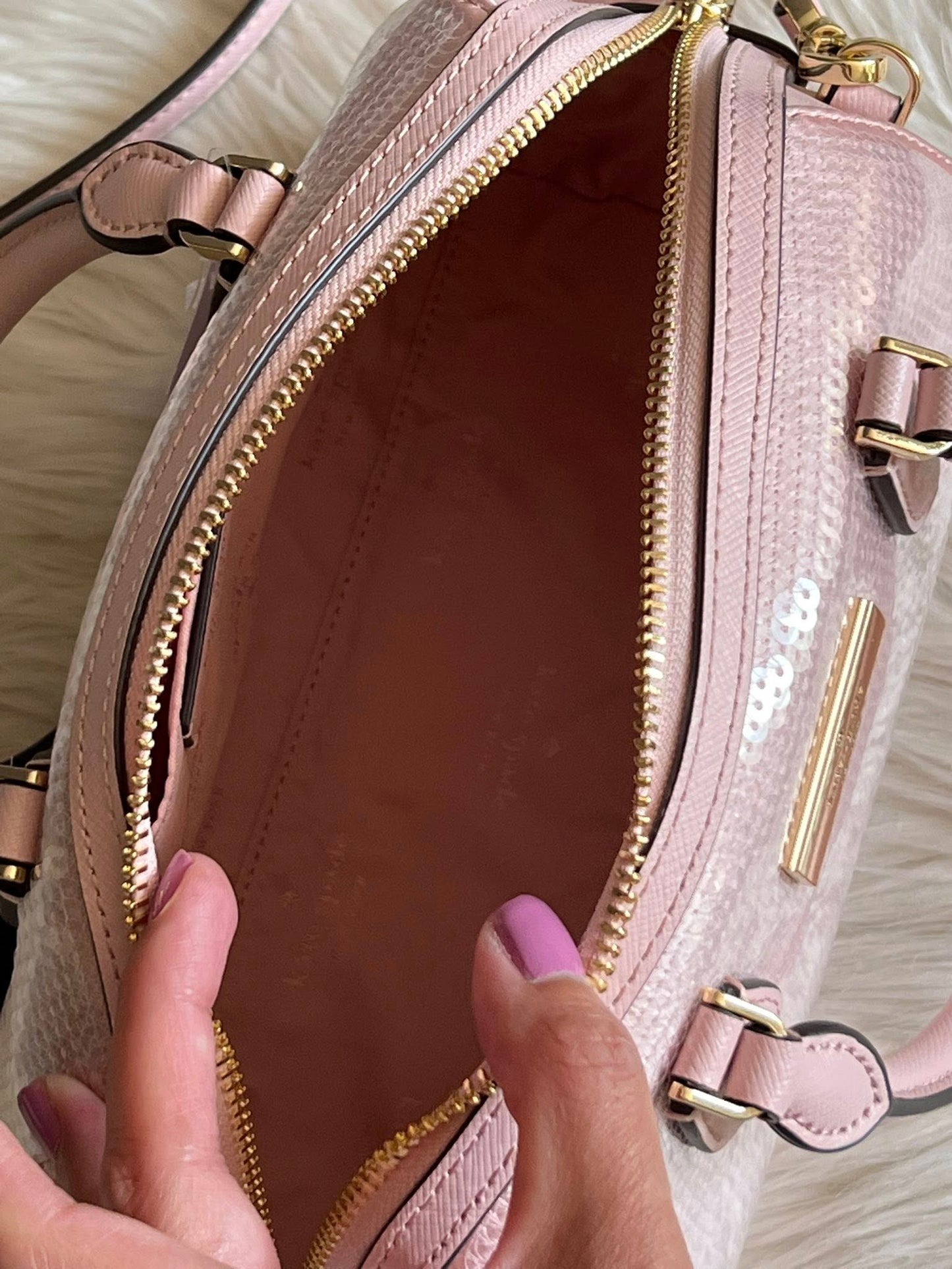 Kate Spade Madison Satin Sequin Small Dolly Duffle