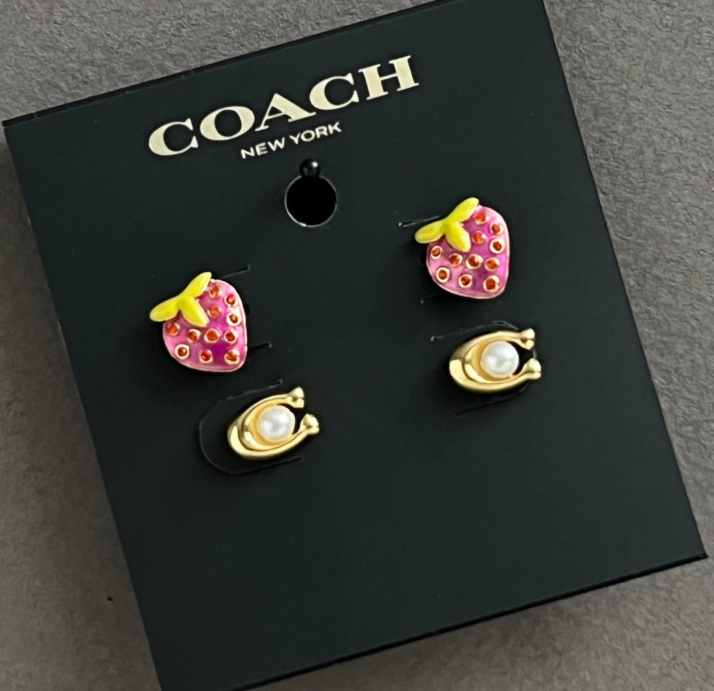 Coach Strawberry Signature Stud Earrings