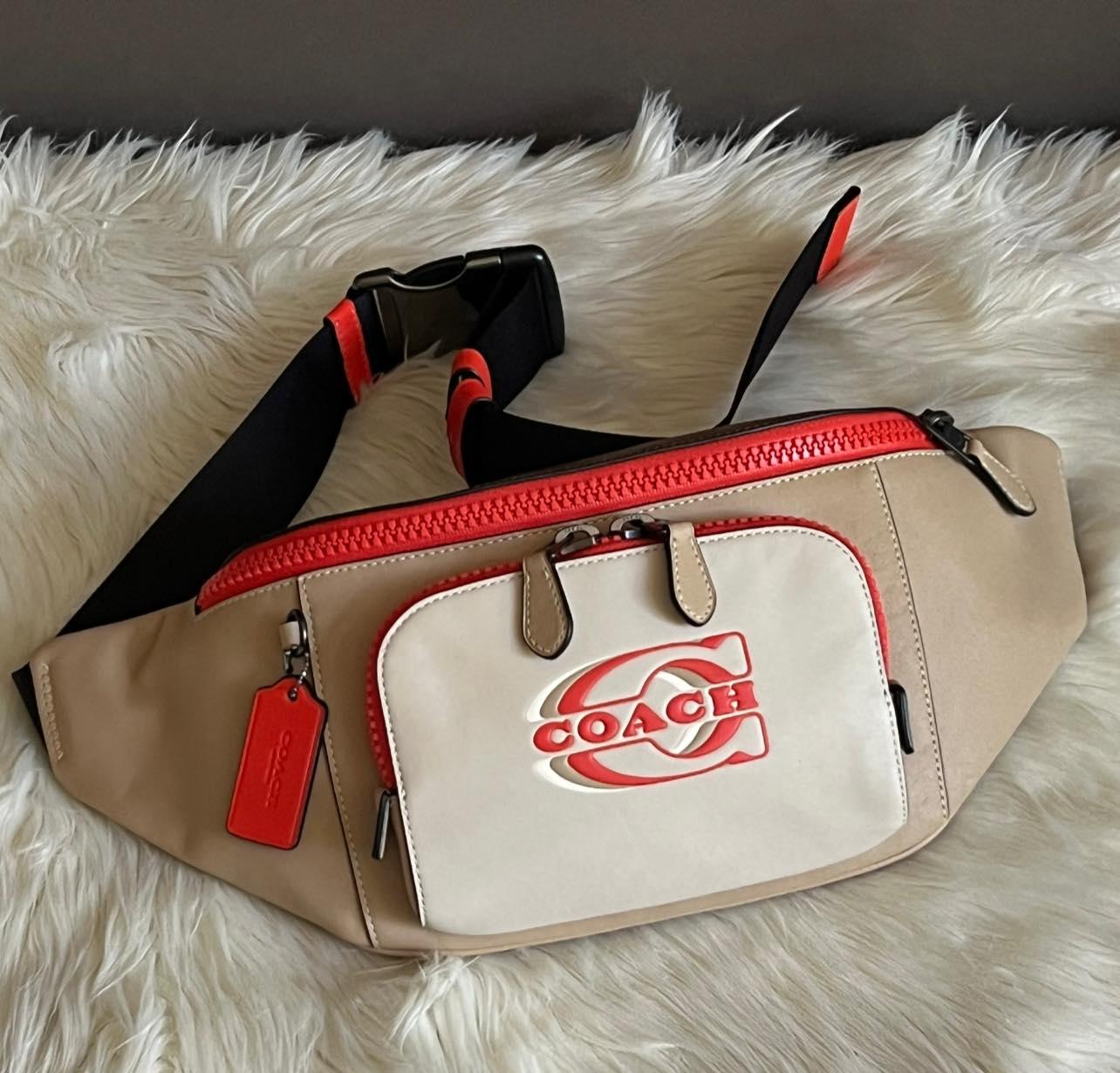 Coach Track Belt Bag in Colorblock with Coach Stamp