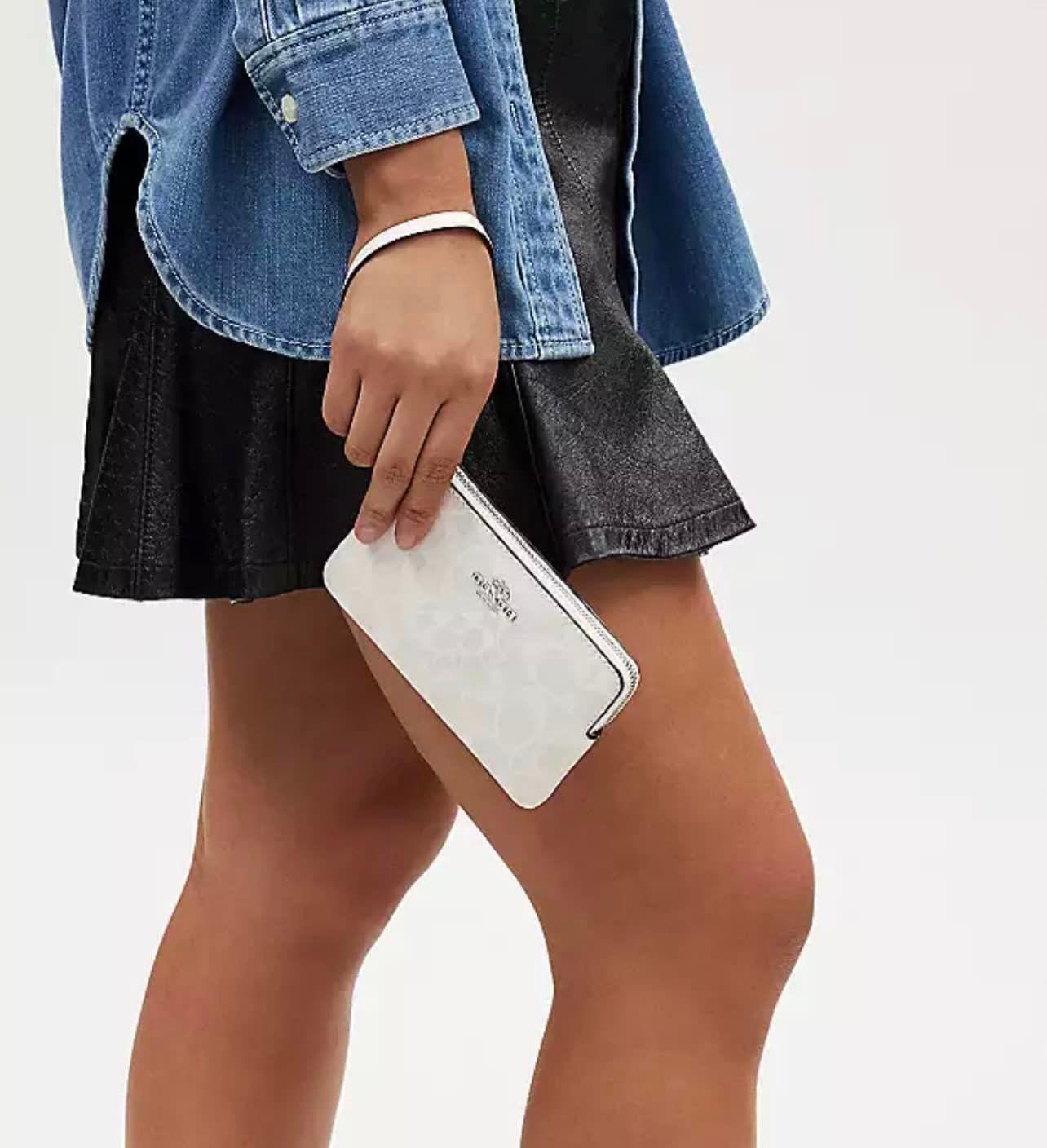 Coach Boxed Corner Zip Wristlet In Signature Canvas