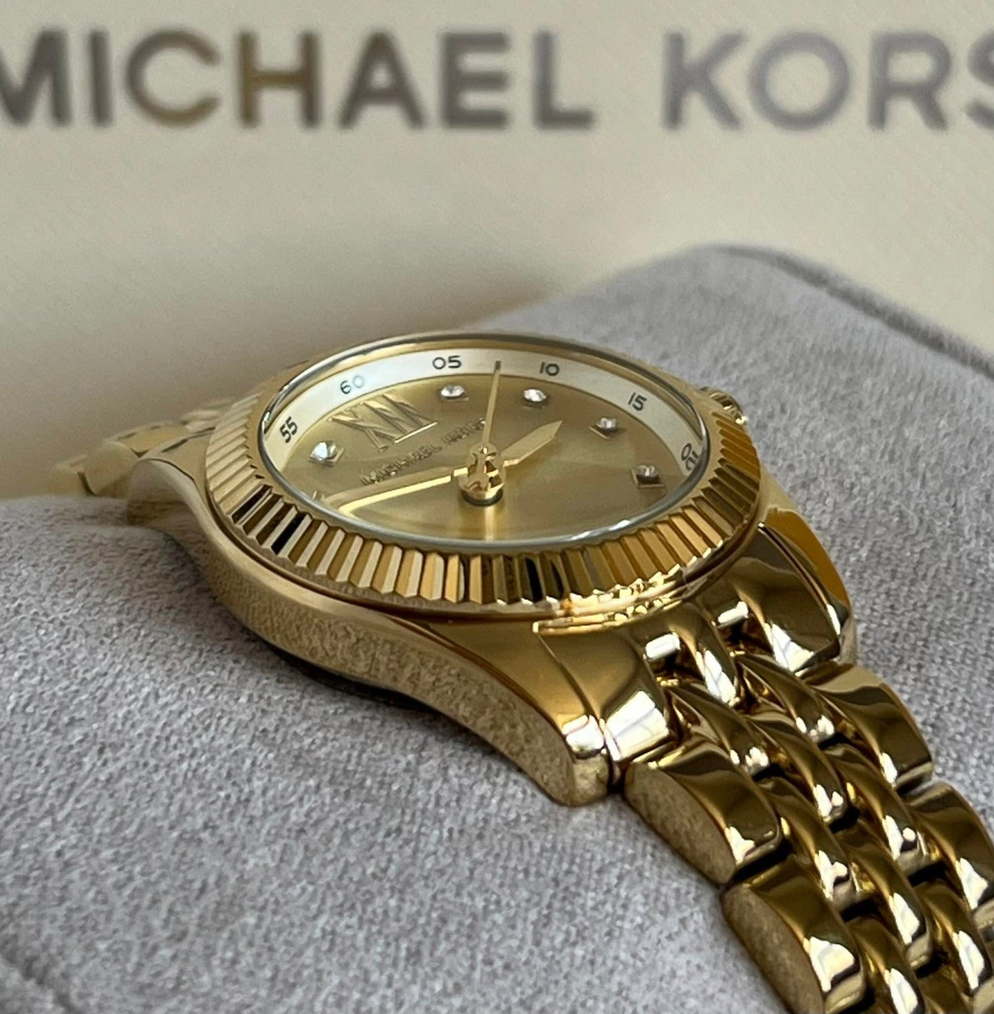 Michael Kors Women’s Petite Lexington Pave Gold-Tone Watch