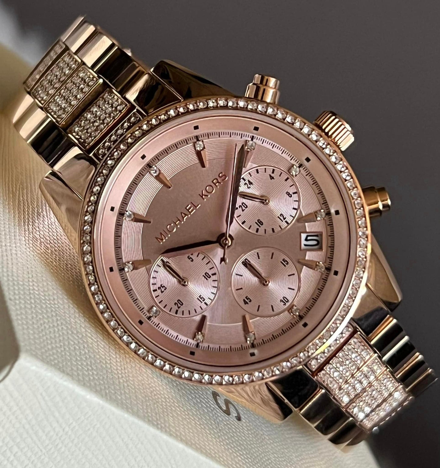 Michael Kors Women’s Ritz Pavé Rose Gold-Tone Watch