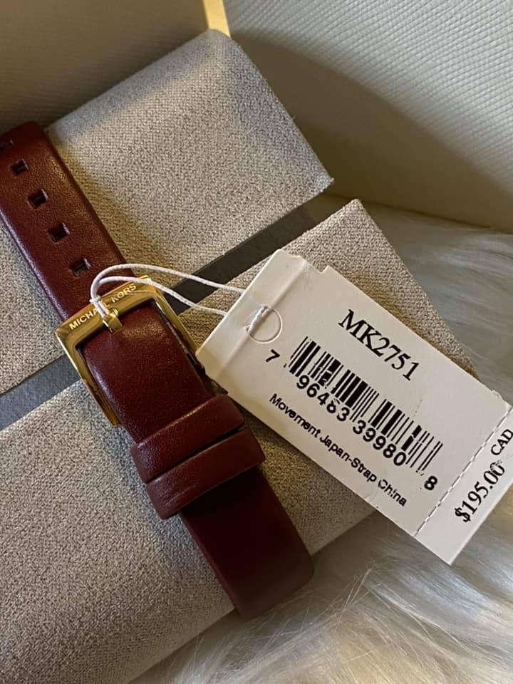 Michael Kors Women’s Petite Portia Rose Gold-Tone Merlot Leather Watch