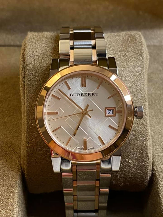 Burberry Women Large Check Two-Tone Stainless Steel Watch