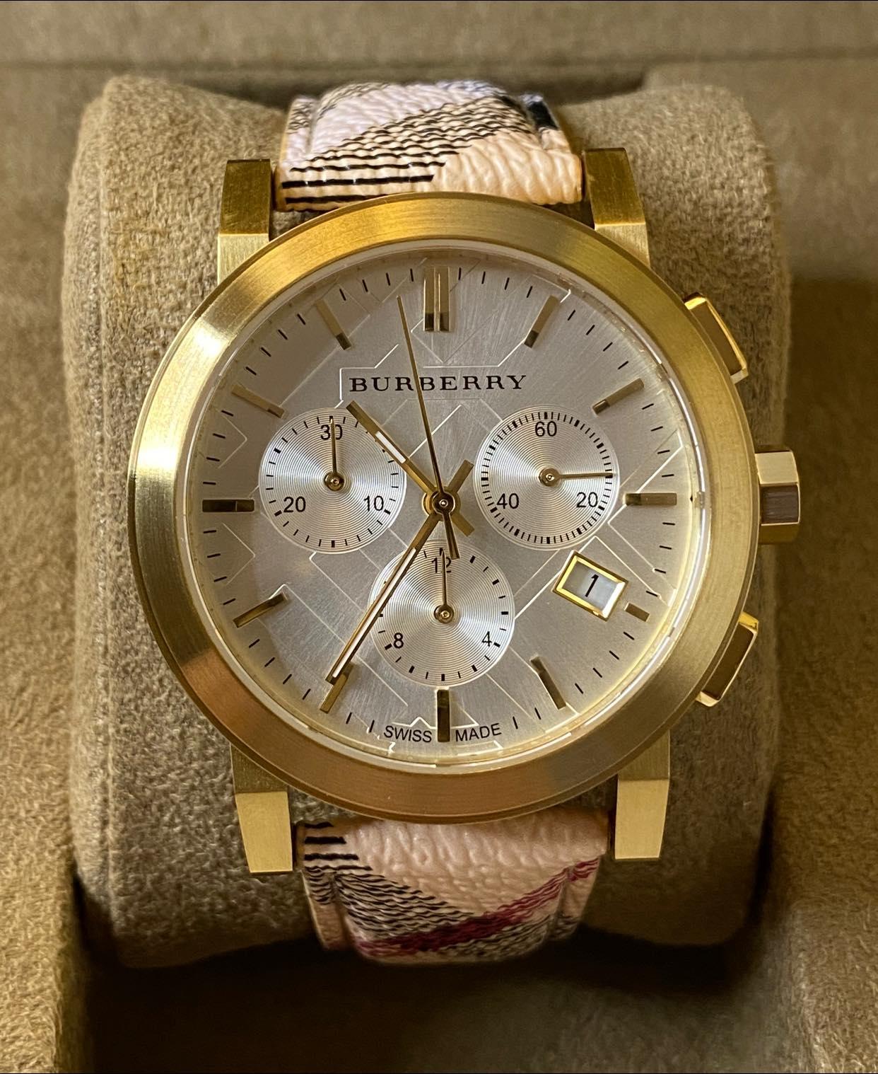 Burberry The City White Plaid Leather