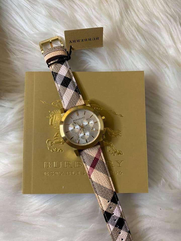 Burberry The City White Plaid Leather