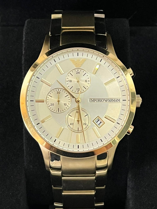 Emporio Armani Men’s Pale Gold-Tone Chronograph Watch
