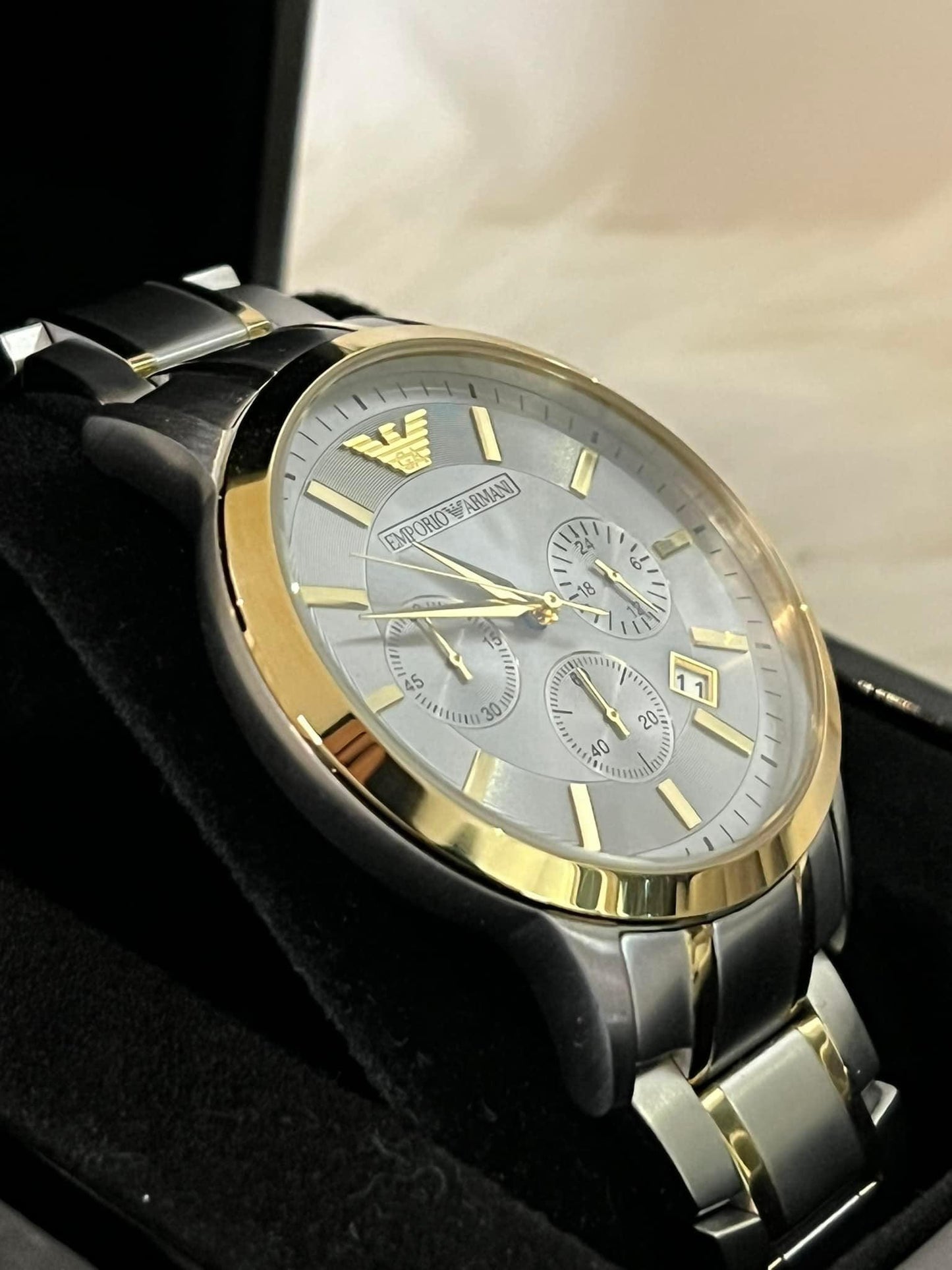 Emporio Armani Men’s Renato Silver Dial Chronograph Watch