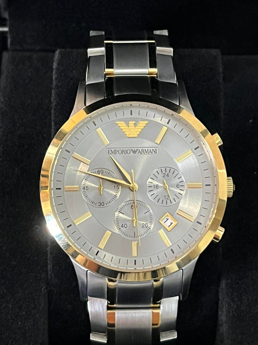 Emporio Armani Men’s Renato Silver Dial Chronograph Watch