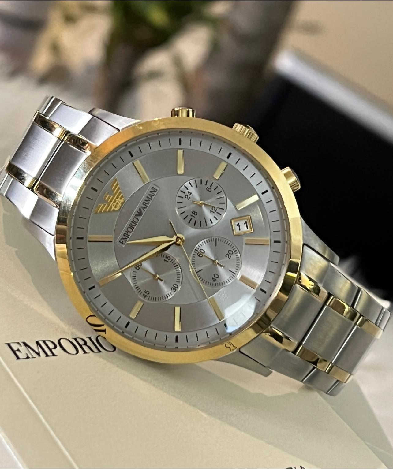 Emporio Armani Men’s Renato Silver Dial Chronograph Watch