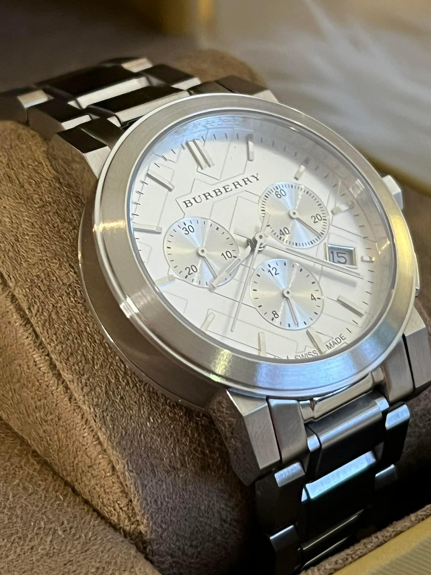 Burberry Women’s The City Chronograph Silver Dial Steel Watch