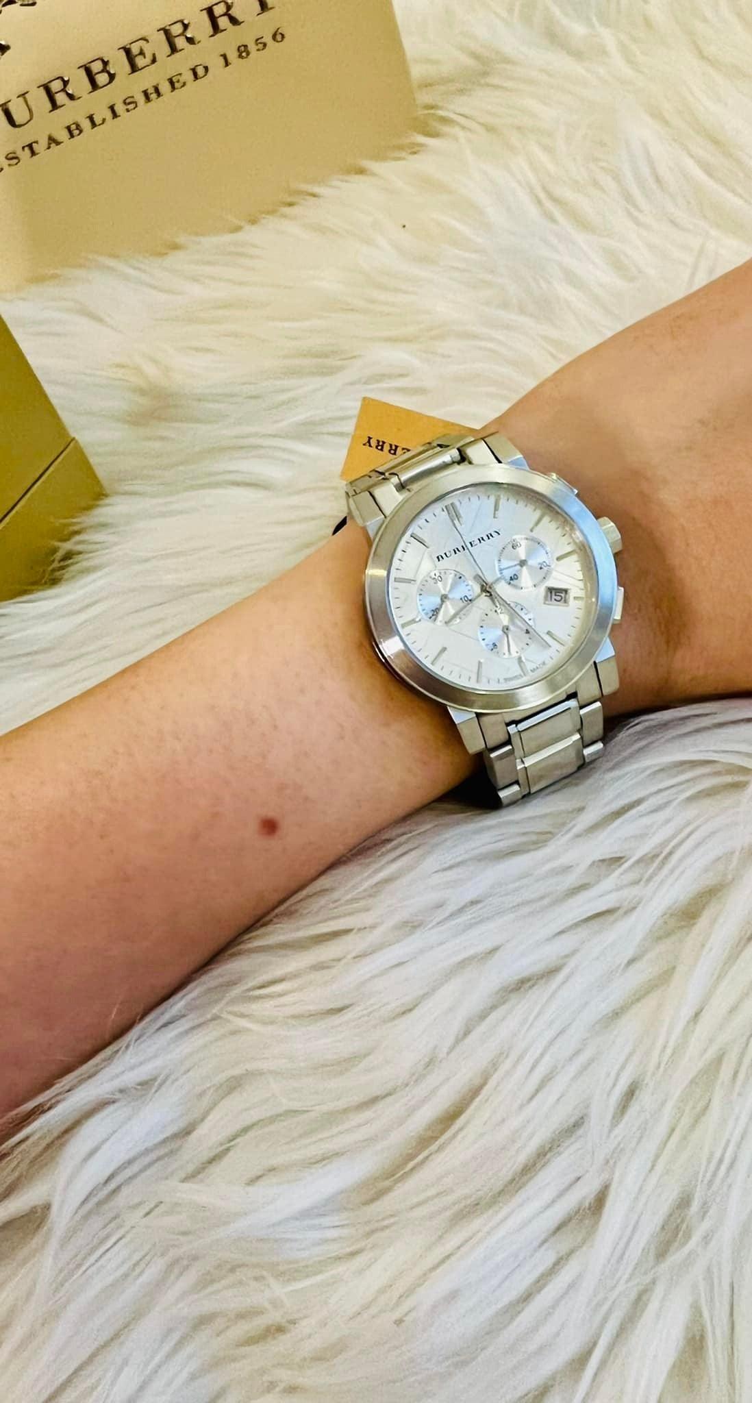 Burberry Women’s The City Chronograph Silver Dial Steel Watch