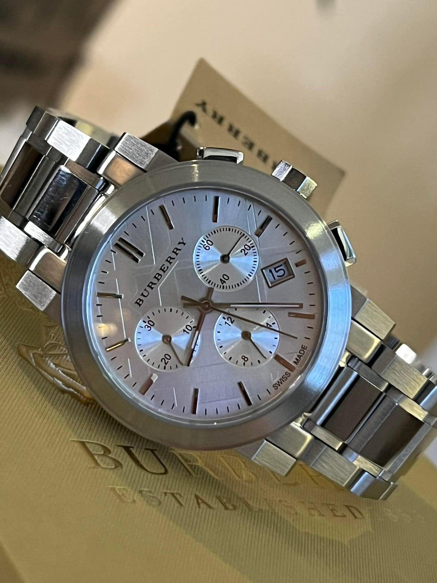 Burberry Women’s The City Chronograph Silver Dial Steel Watch