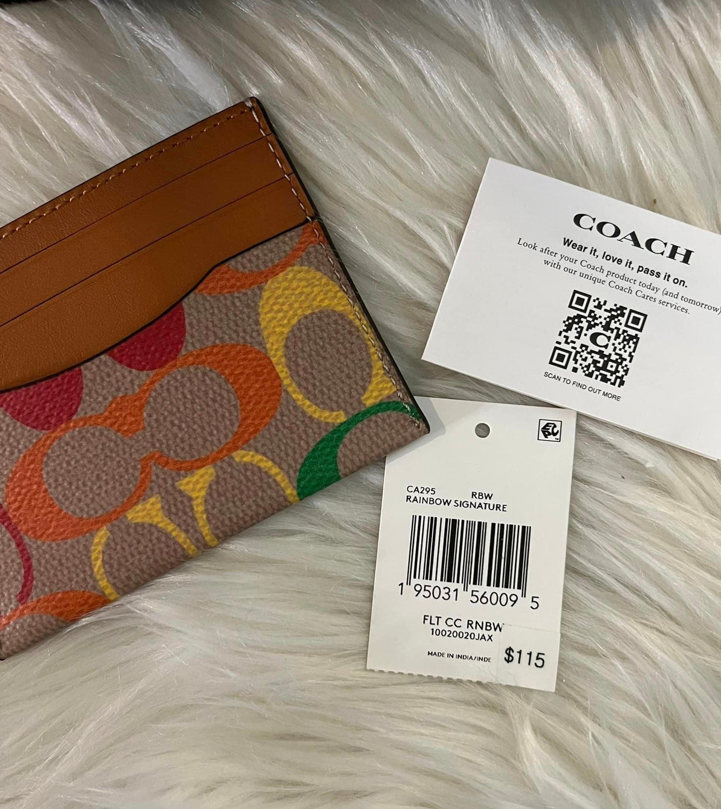 Coach Card Case in Rainbow Signature Canvas