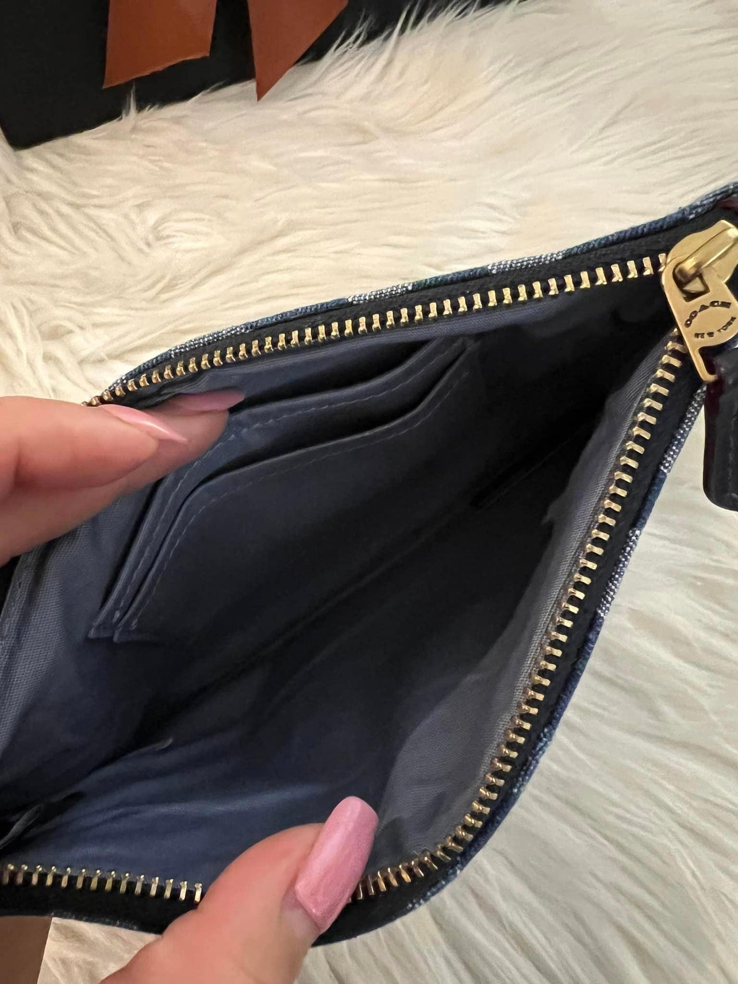 Coach Small Wristlet in Signature Denim