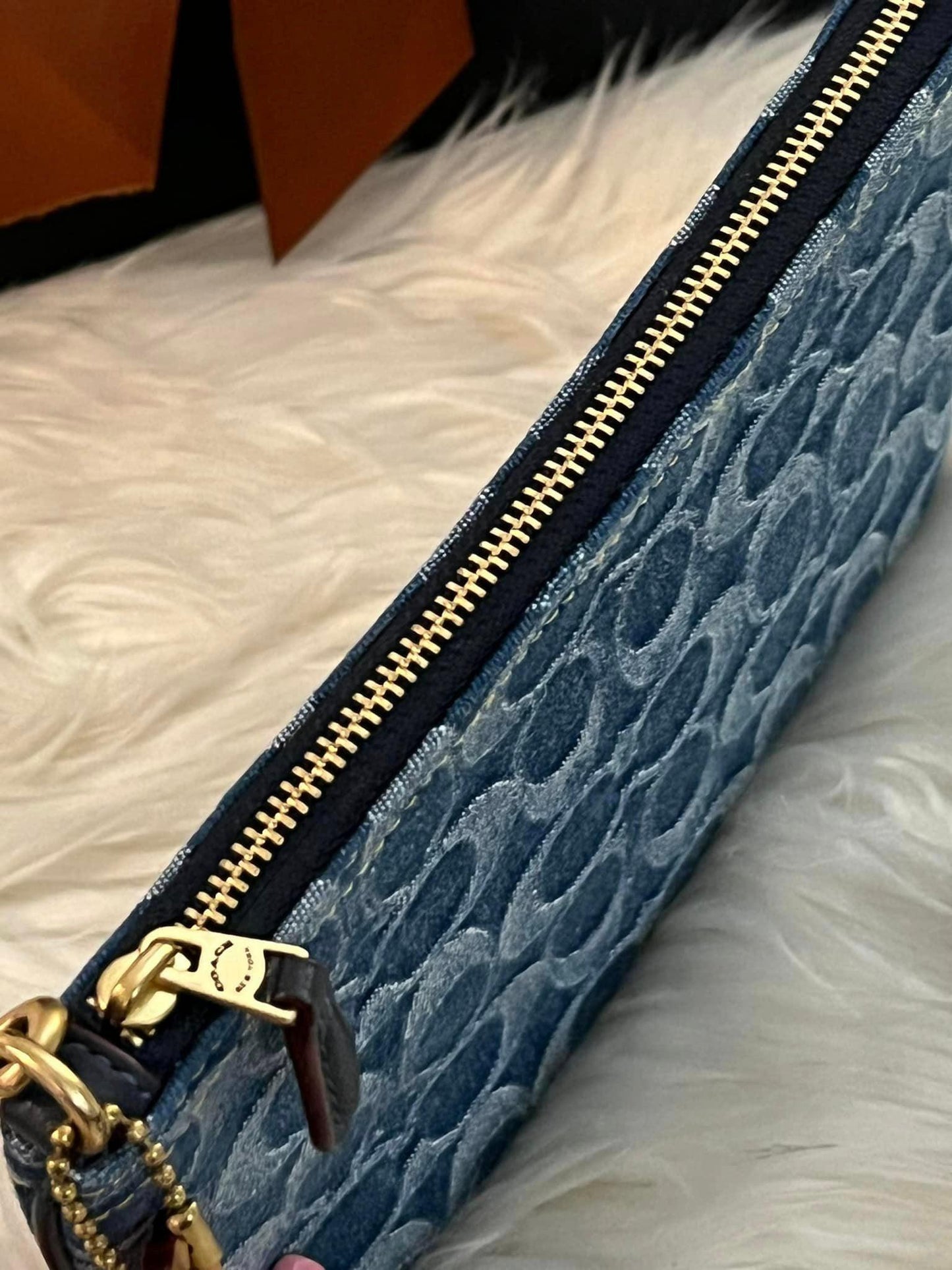 Coach Small Wristlet in Signature Denim