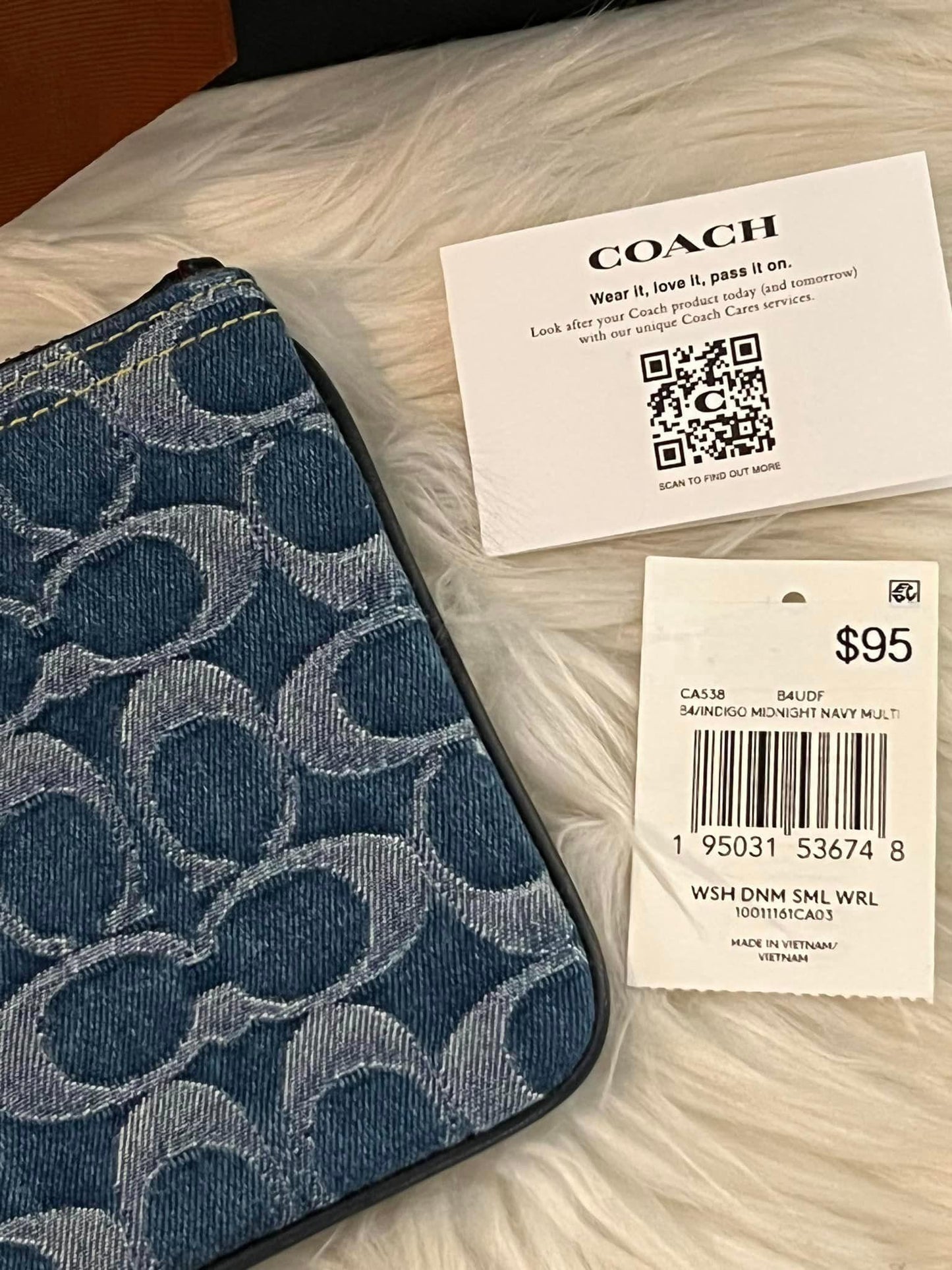Coach Small Wristlet in Signature Denim