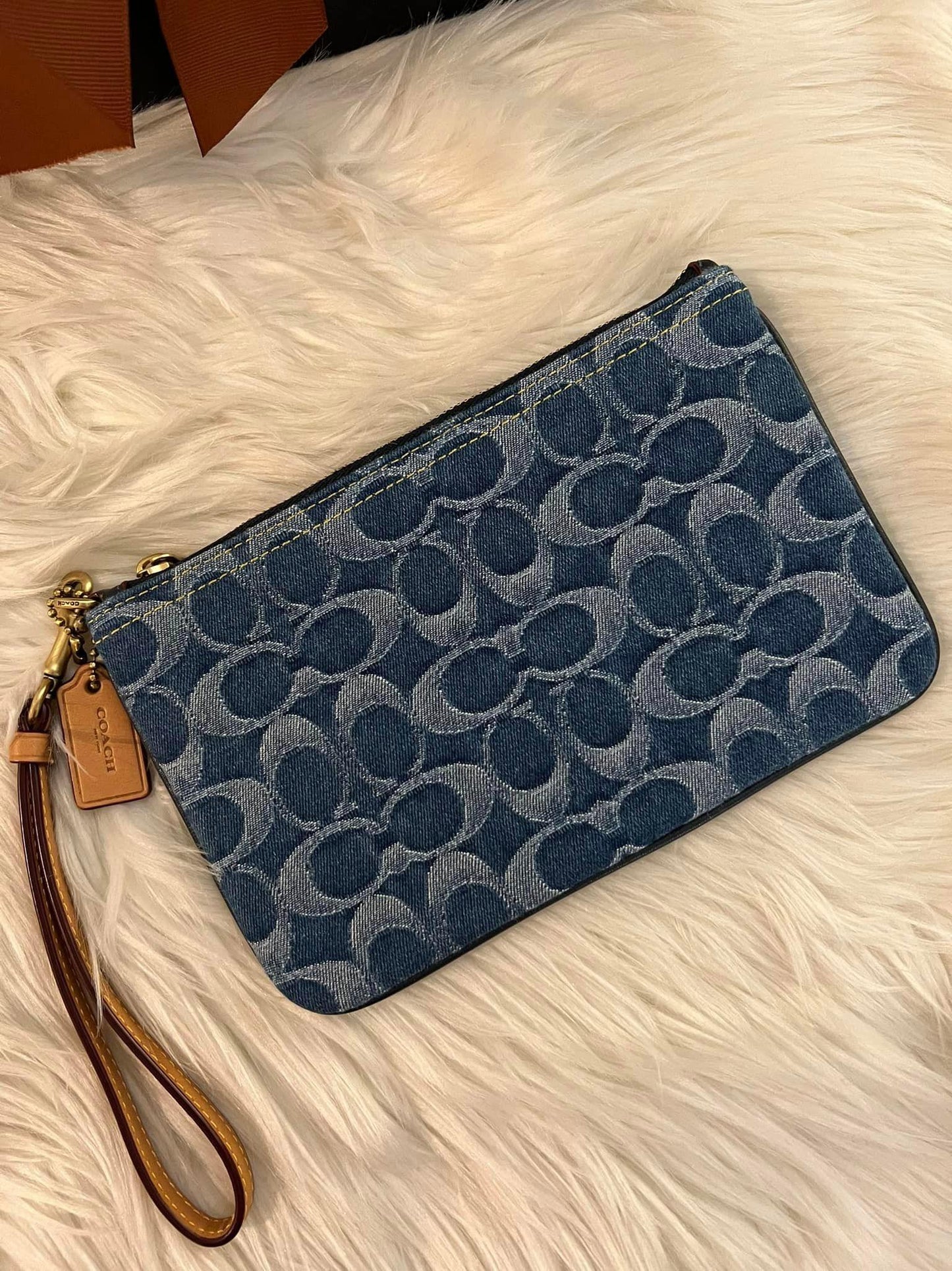Coach Small Wristlet in Signature Denim