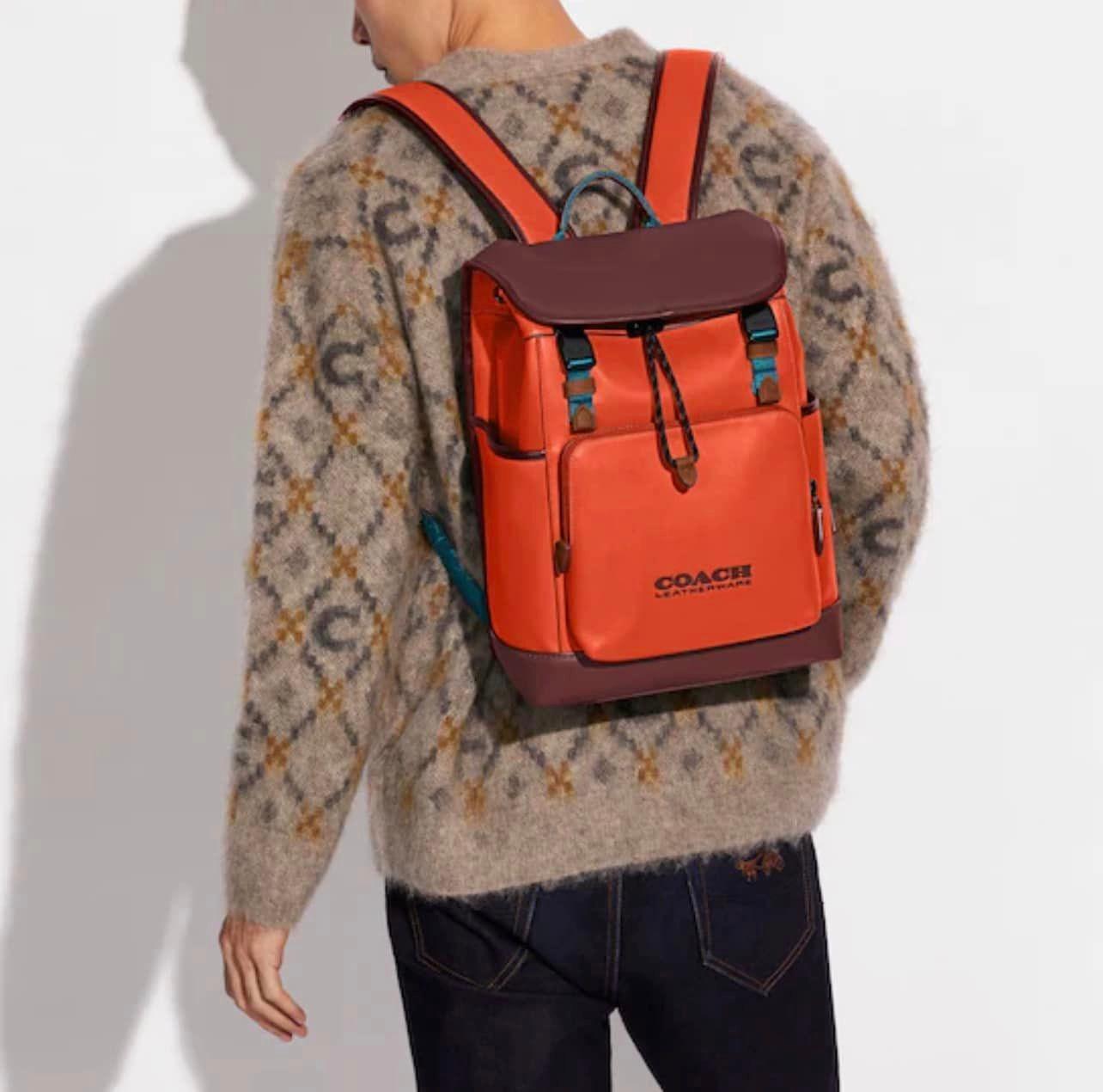 Coach League Flap Backpack In Colorblock
