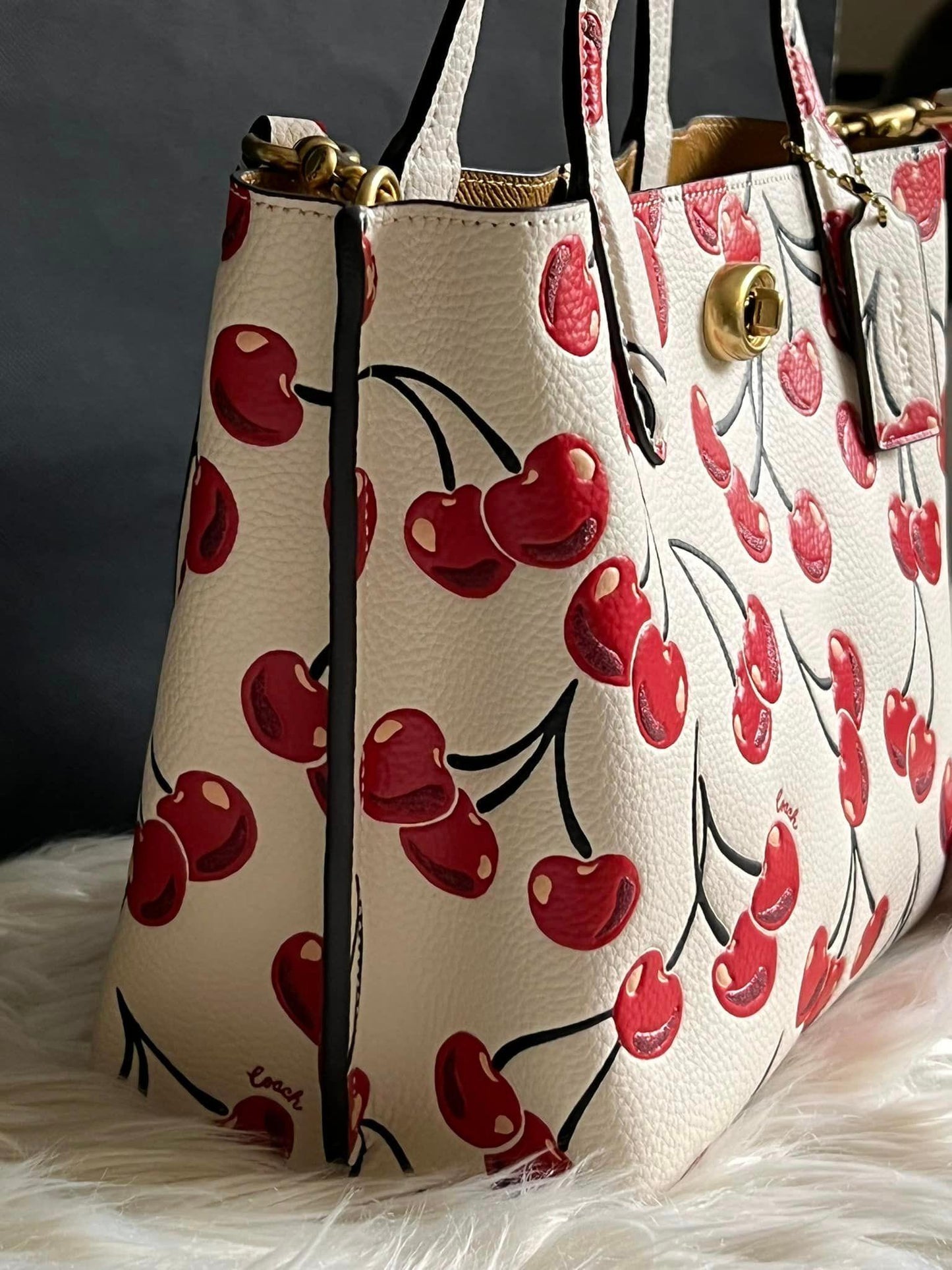 Coach Willow Tote 24 With Cherry Print