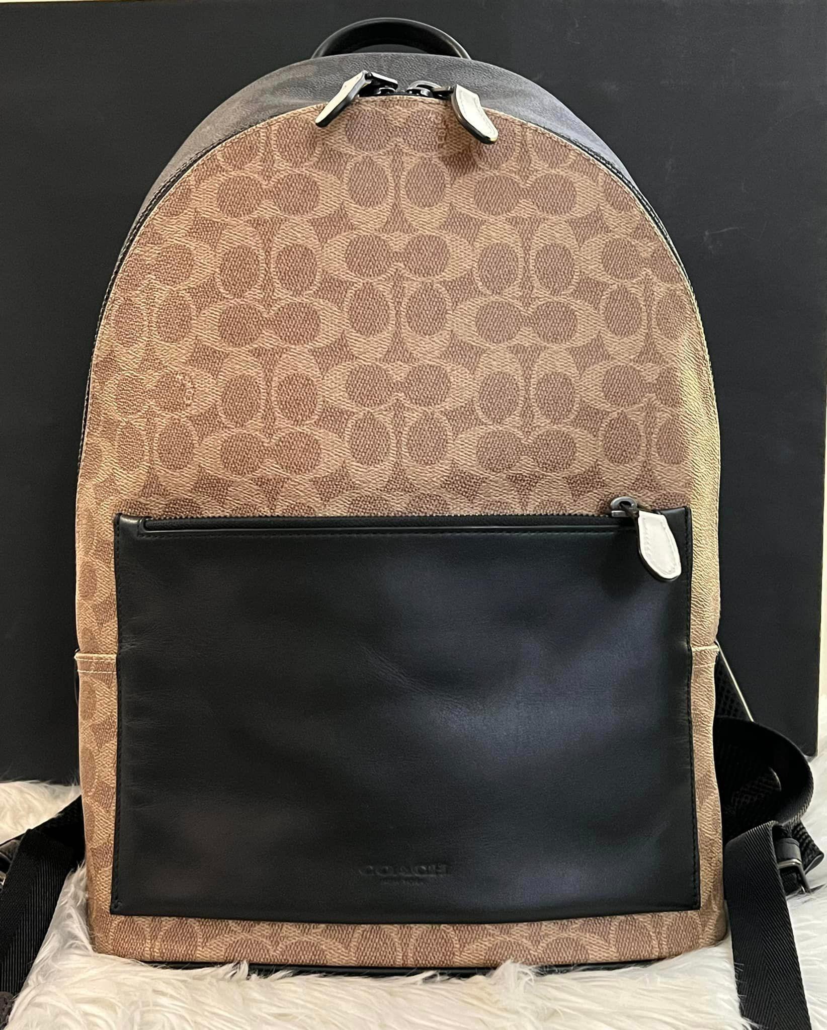 coach brown and black backpack Coach Metropolitan Backpack in Colorblock Signature Canvas – Club de Mode