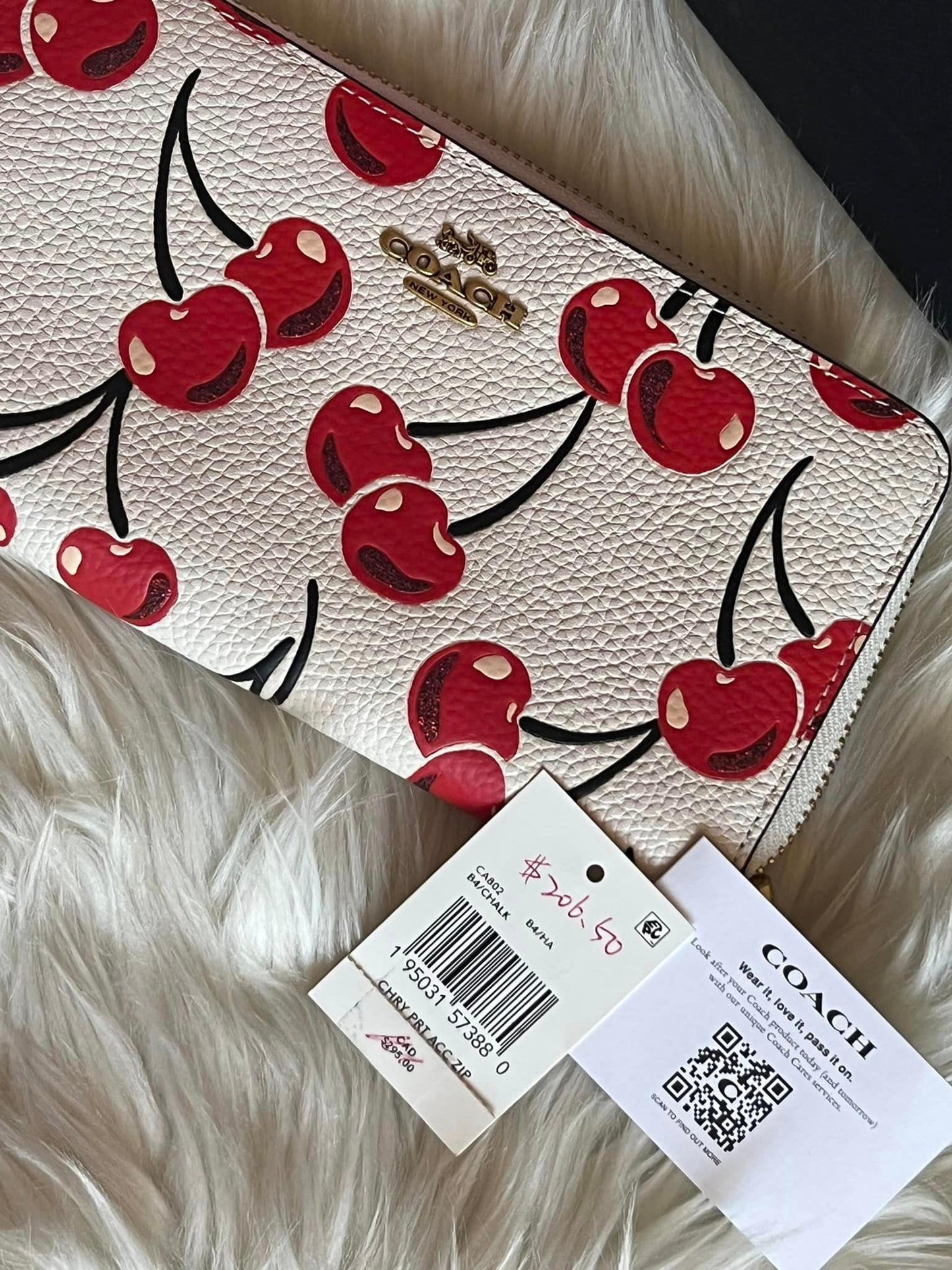 Coach Accordion Zip Wallet with Cherry Print