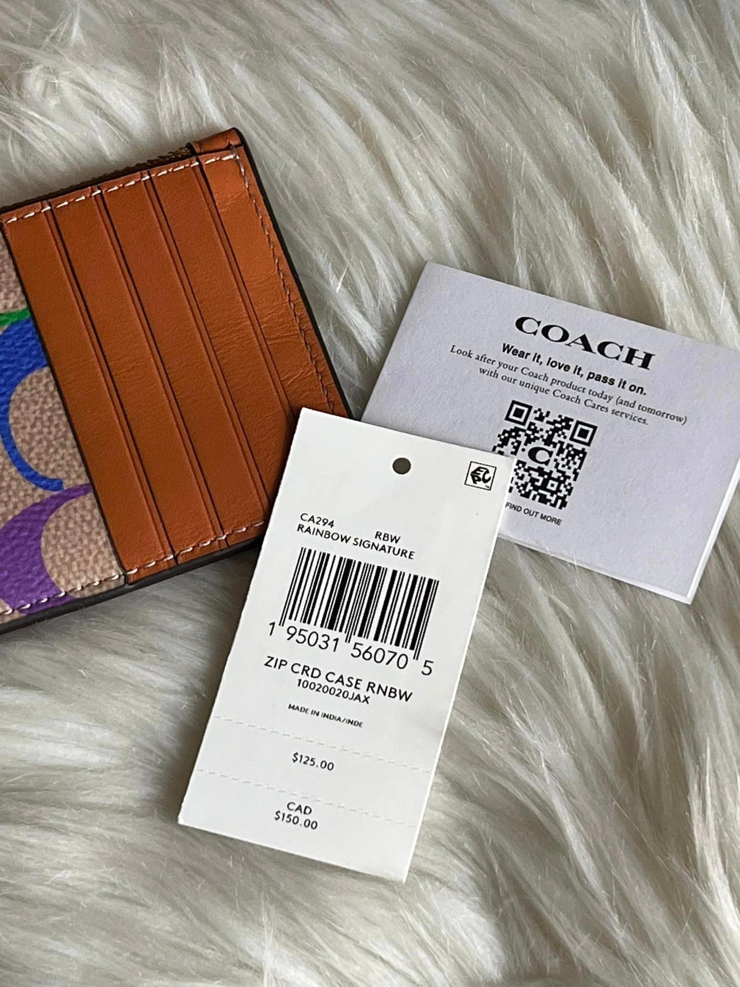 Coach Zip Card Case in Rainbow Signature Canvas
